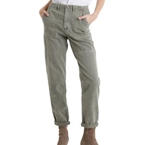 Bella Dahl Sutton Rolled Patch Pant Moss Green Cotton Tencel 26